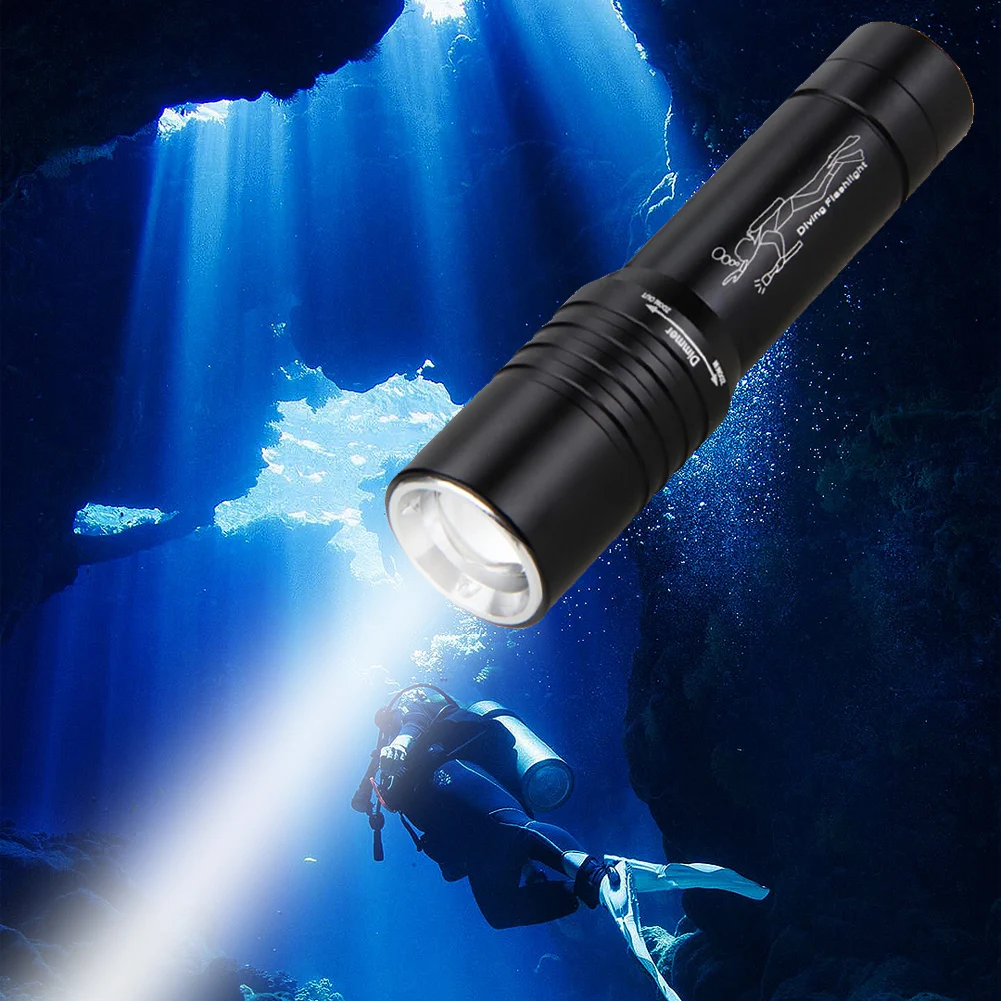 Diving LED Lamps 1200LM 10W IPX7 Waterproof Rotating Zooming Underwater Flashlight Diving Strong Light Lighting Tools