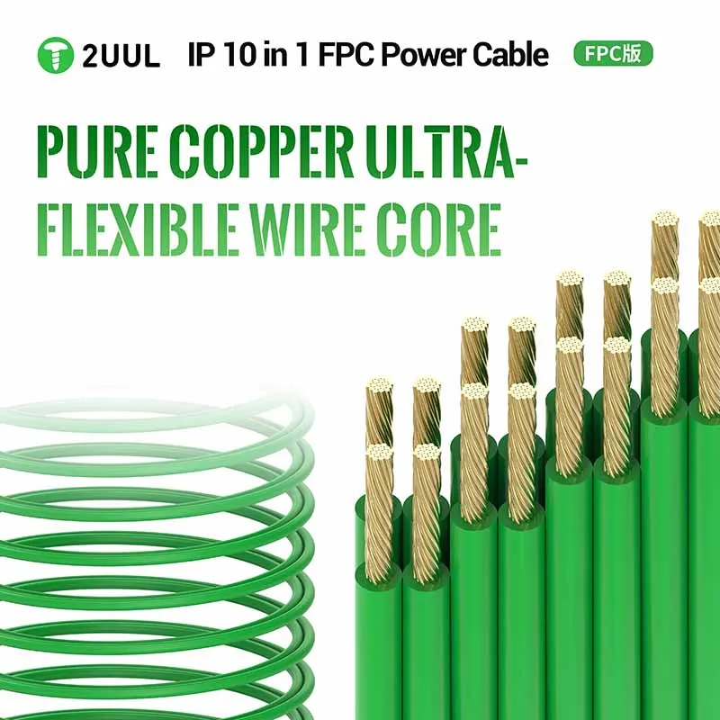 2UUL PW10 FPC Power Cable for Phone 7-17series 10 in 1 Ultra Soft Boot Line Power Supply Test Cable for Mobile Phone Repair