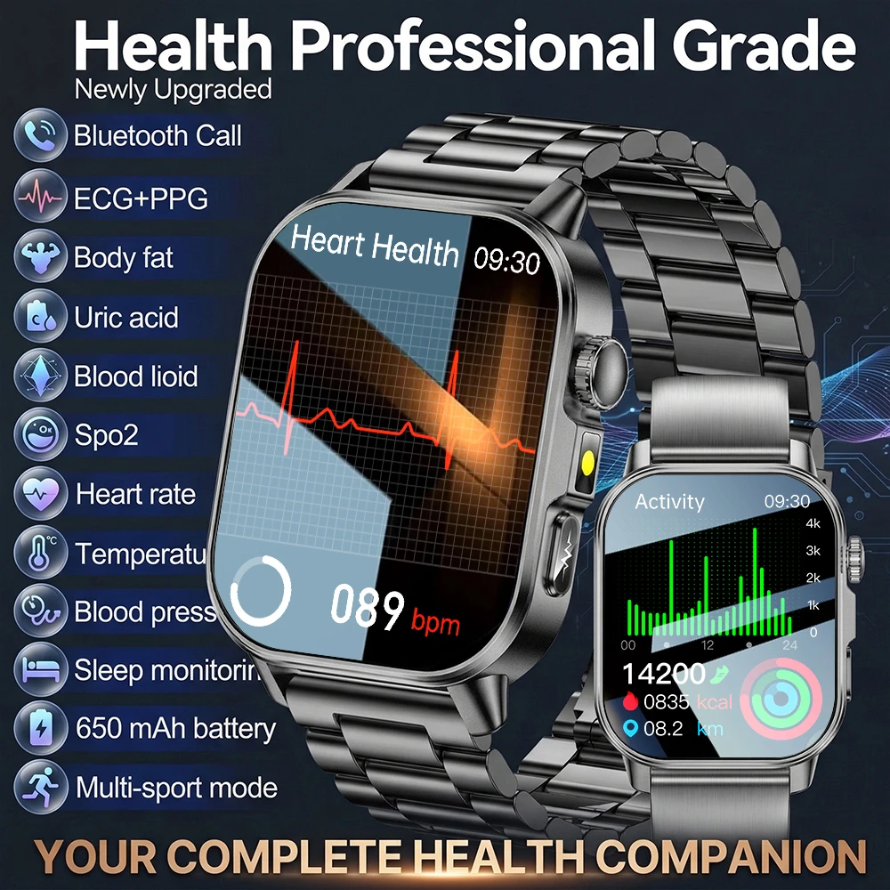 New ECG Heart Health Healthy Diagnose Smart Watch Men Body analysis Blood Pressure Lipid Uric Acid Health Tracker Smartwatches