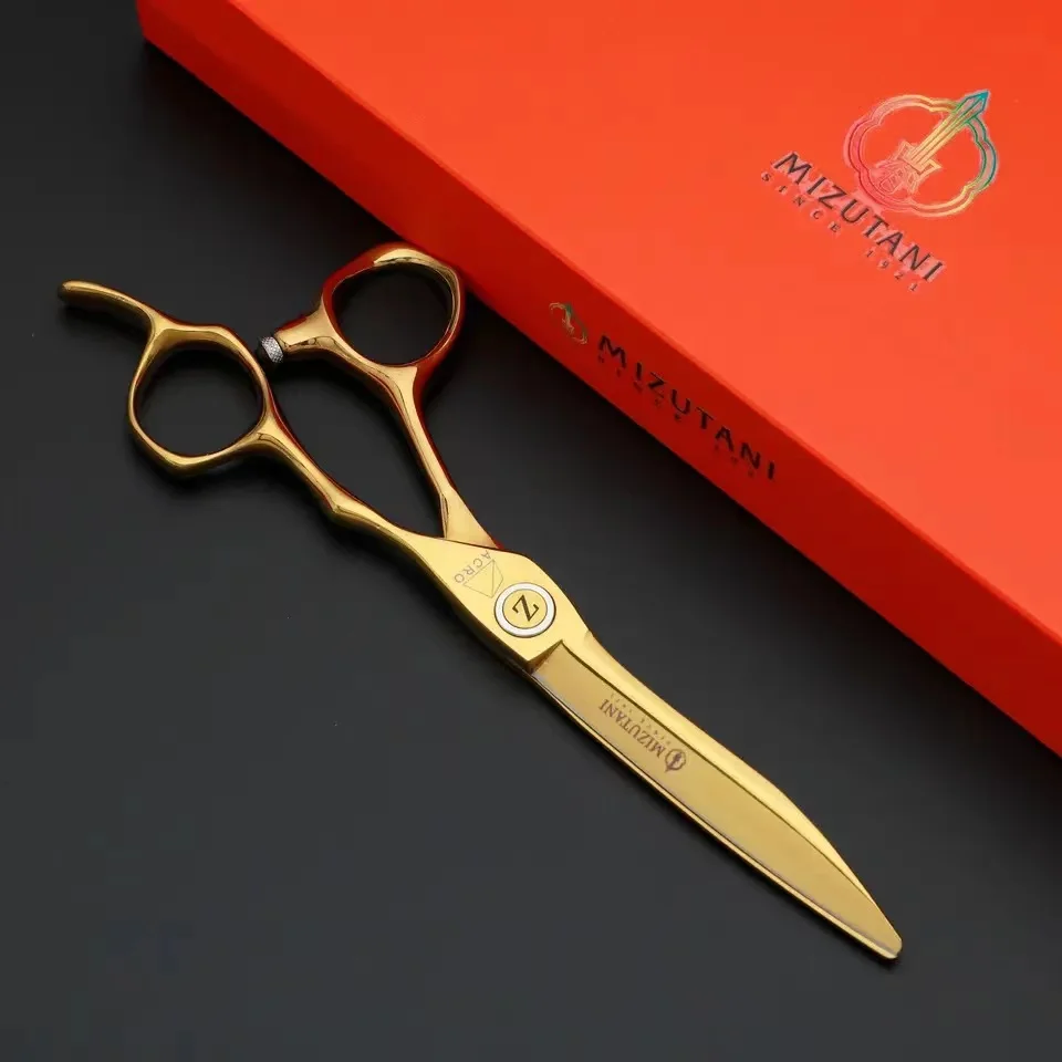 MIZUTANI 6.0 inch Tungsten Steel Pattern Advanced Scissors Pattern Advanced Rose Gold Scissors Professional Barber Scissors Set