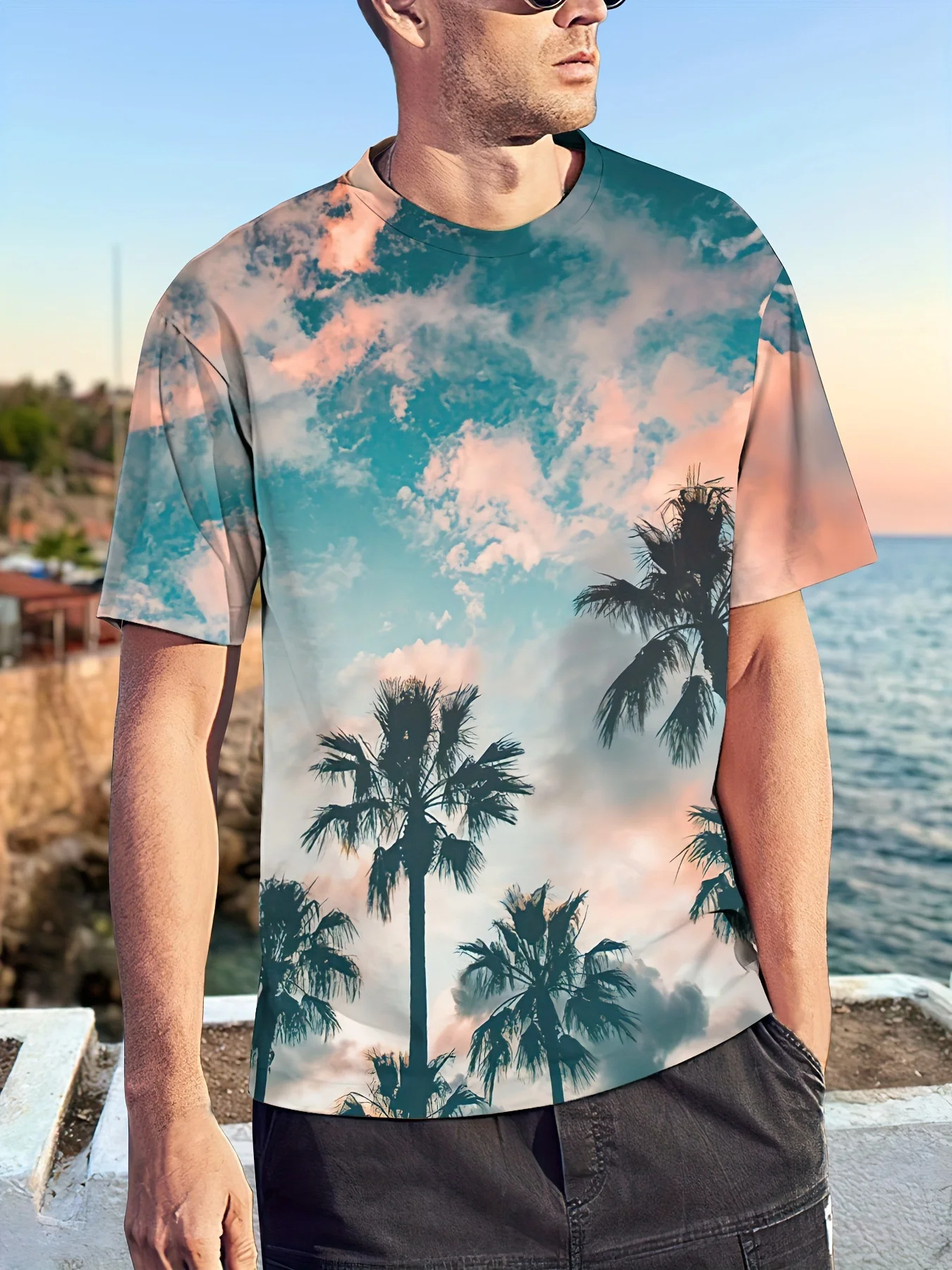 Purchasing Products Trendy Pattern Printing Men's Comfortable T-Shirts, Graphic Tee Men's Summer Outdoor Clothing, Men's Clothing, Tops