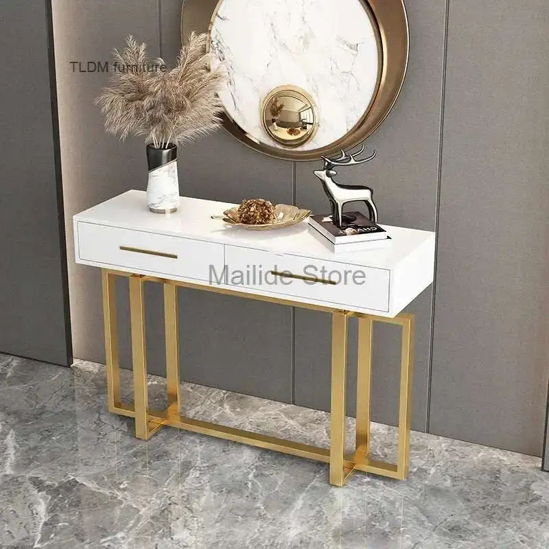 

Simple Nordic Light Luxury Console Tables Home Furniture Entrance Console Hotel Porch Cabinet Corridor Narrow Table with Drawers