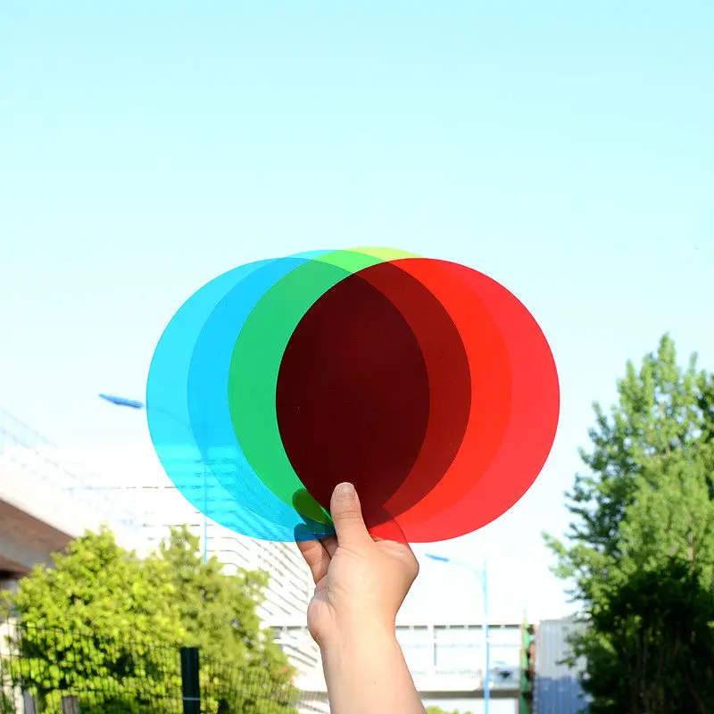 20pc  10-color 0.3mm thick transparent PVC plastic round sheet light-transmitting thin film filter DIY accessories