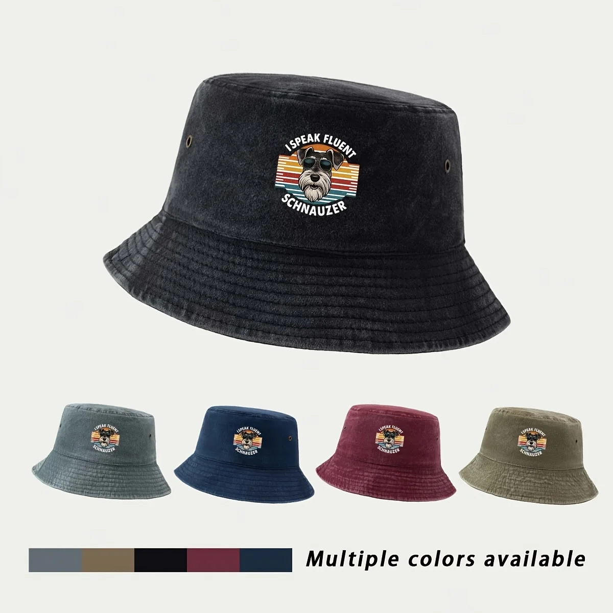 High Quality I Speak Fluent Schnauzer Snowshoe Print Fisherman Hat Fishing Lure Essential Fishing Cap Foldable Storage Easy Port