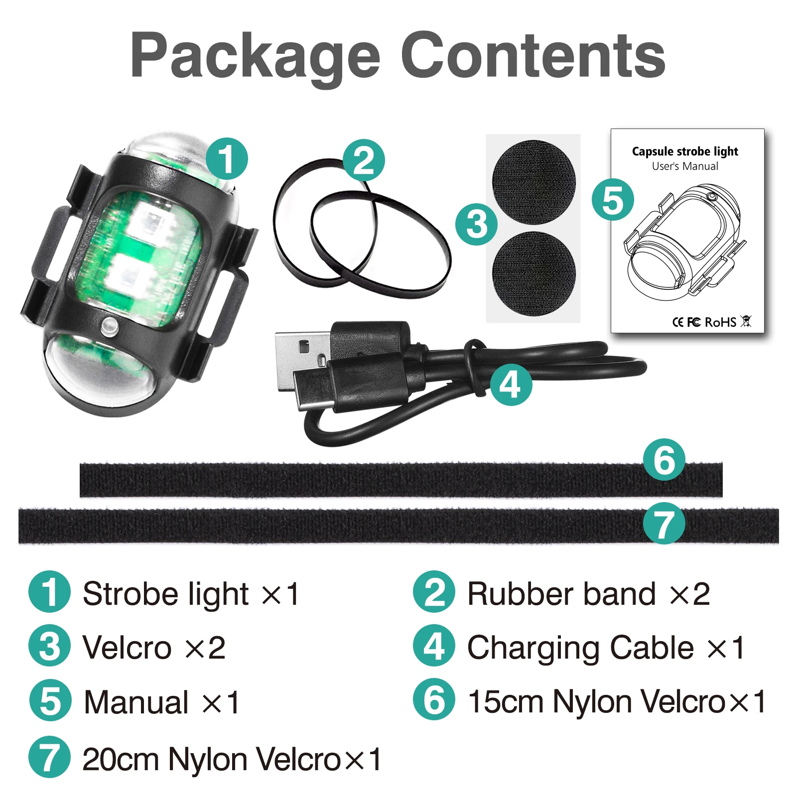SETTO LED Anti-Collision ไฟเตือนไฟสัญญาณ Mini Light Light Drone พร้อม Strobe Light 4สี RGB เลี้ยวสัญญาณรถจักรยานยนต์