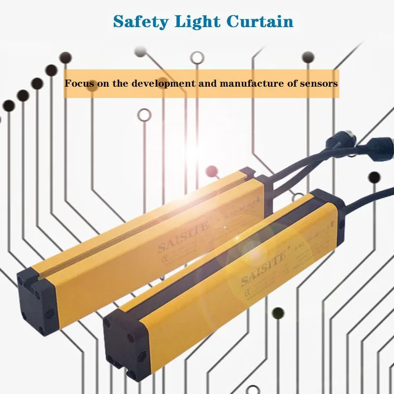 Imagem -03 - Saisite-safety Light Curtain Sensor Grating Security Device Relé Npn 20 mm Resolução 40 mm 10 12 16 Beams