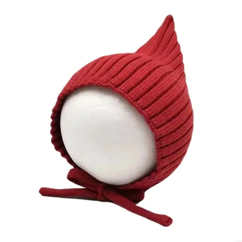 Infant Knitted Elf Hat Stretchy Cold Weather Protective Brimless Hat with Earflaps 6XDA
