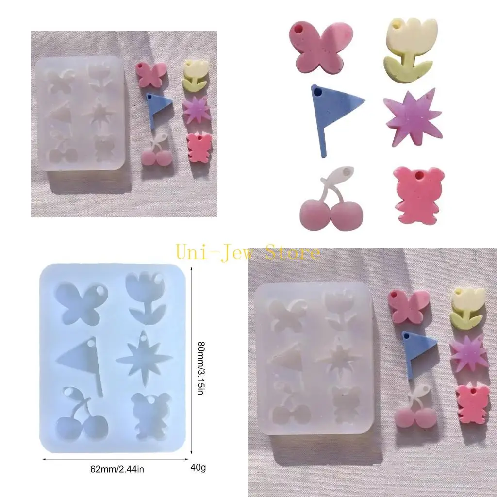 

40 ГБ цветочного медвежьего медведя Силиконовая плесень Клавиатура очарование эпоксидной смолы листовая форма с висячими для