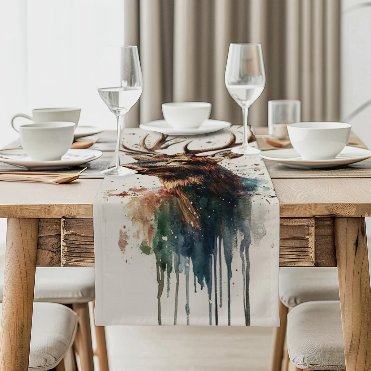print table runner Bloody Panda Japanese Style Tablecloth Ideal for Kitchen,Dining,Coffee Table,side tables,Holiday Home Decor