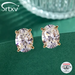 Oval Cut Moissanite Stud Earrings S925 Silver Plated 18K Gold Women Ear Studs Solitaire Diamond Wedding Gift Jewelry Certificate