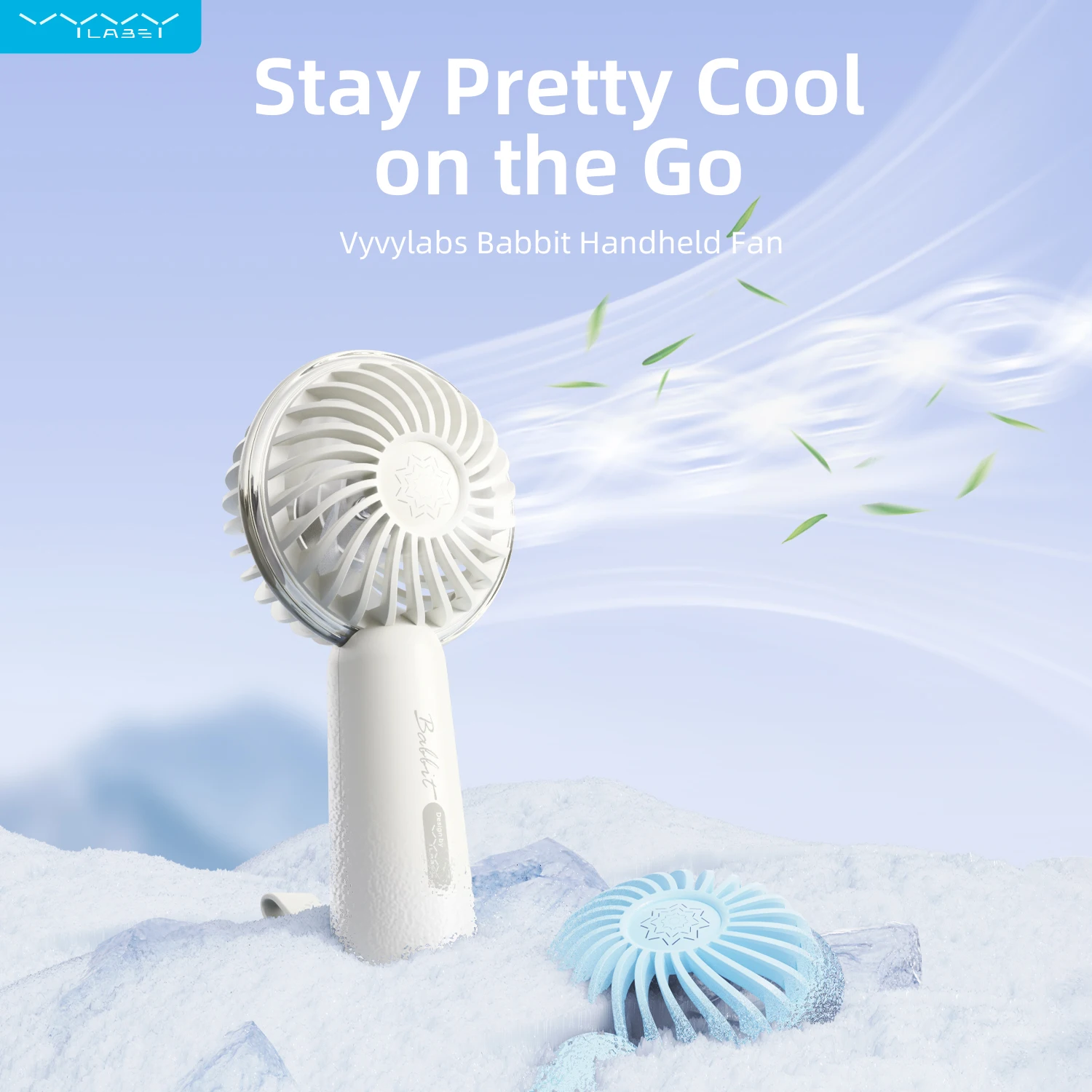 VyVylabs Cool Fan Portable Mini Outdoor Cooler Fans 3 Speed Adjustable High Speed Fan 1200mAh Battery 8 Hours Mini Fan