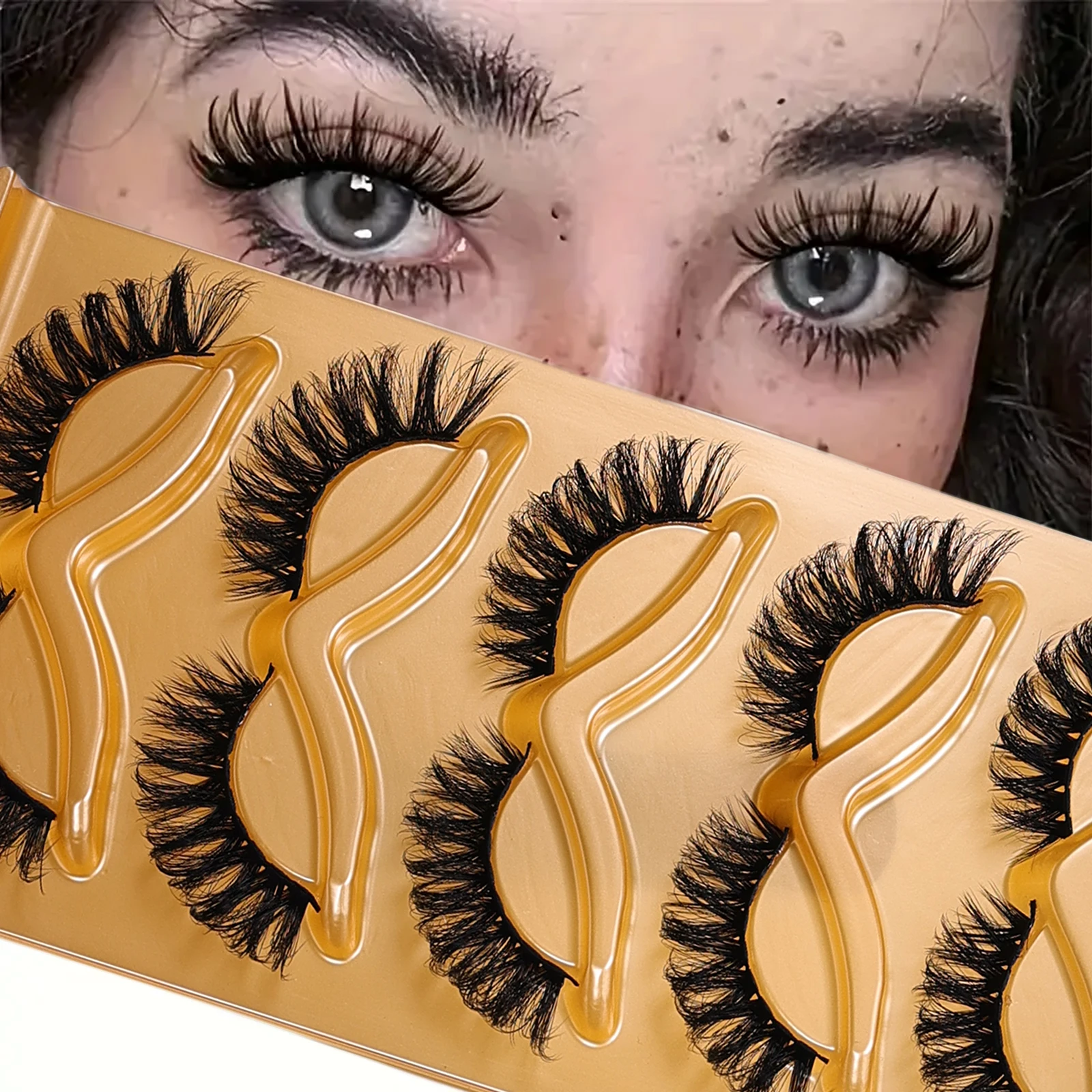 5Pairs of Cat Eye False Eyelashes Fluffy, Natural, Slender, Soft, Crossed False Eyelashes Tail Extended False Eyelashes