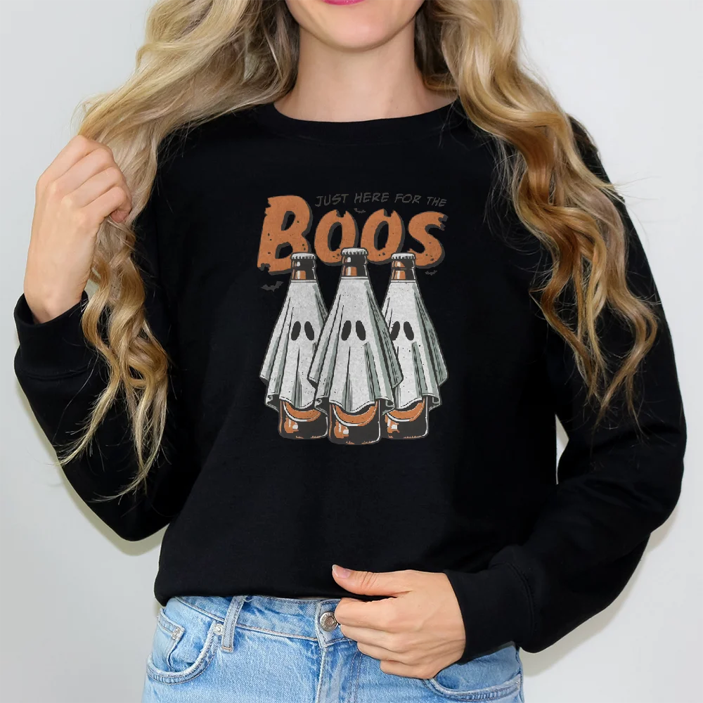 Unisex Sweatshirt  Long Sleeves Casual Hoodies Stylish Pullover Daily Wear Multiple Colors Versatile  Just Here For The Boos