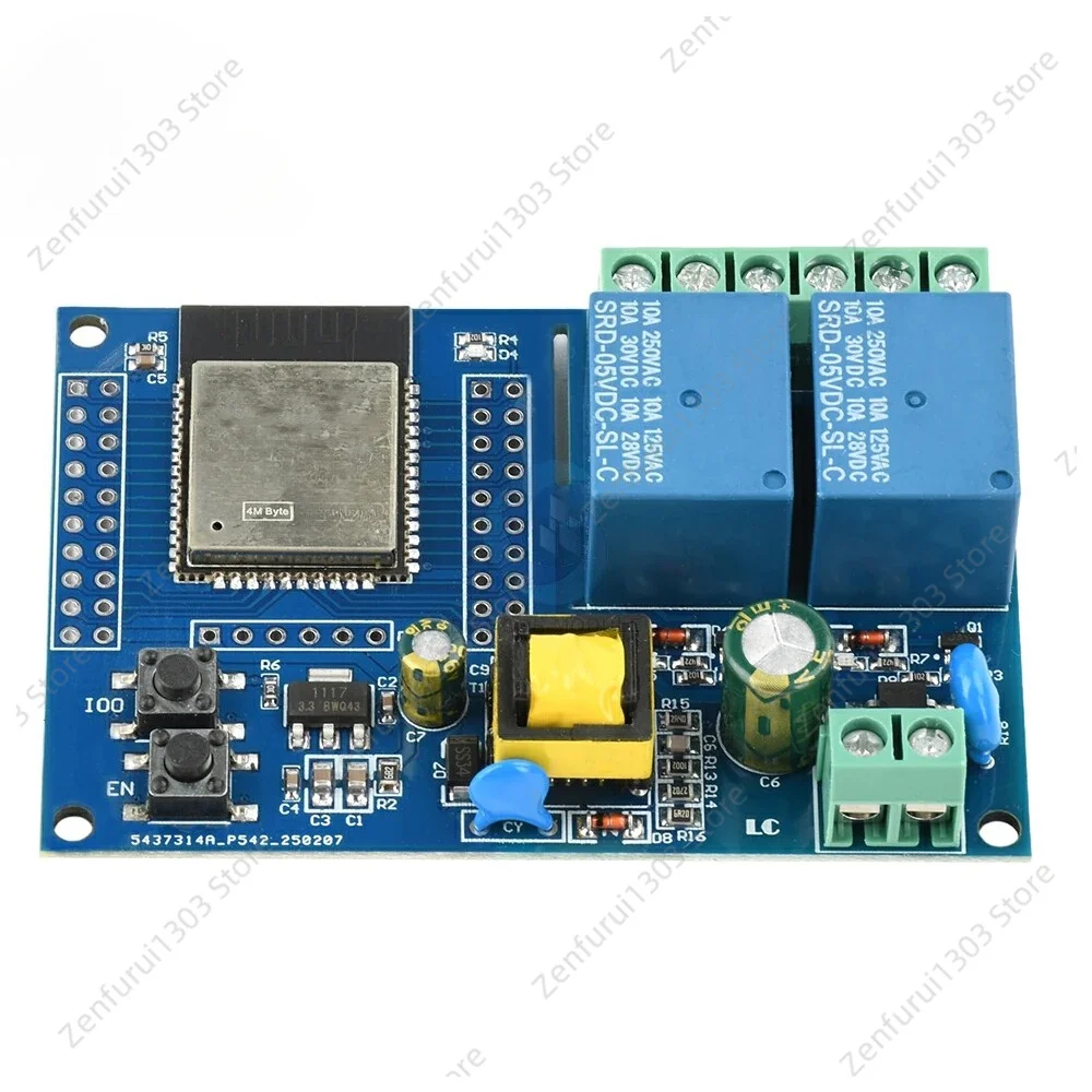 AC 220V ESP32 WIFI Bluetooth Dual Relay Module ESP32 Secondary Development Board