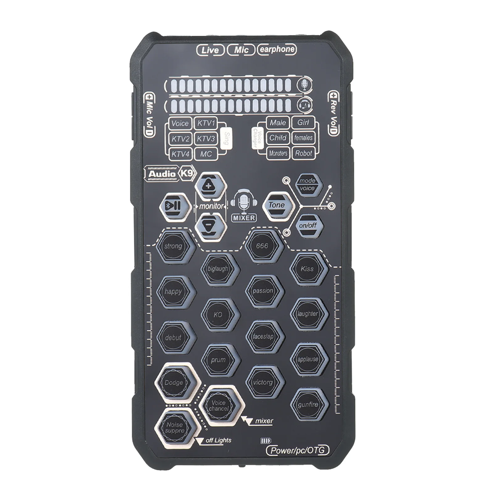 

Live Sound Card Handheld Outdoor Portable DSP Sound Card Effect Device Audio Mixer Voice Changer Audio Card Sound Changer for Mo