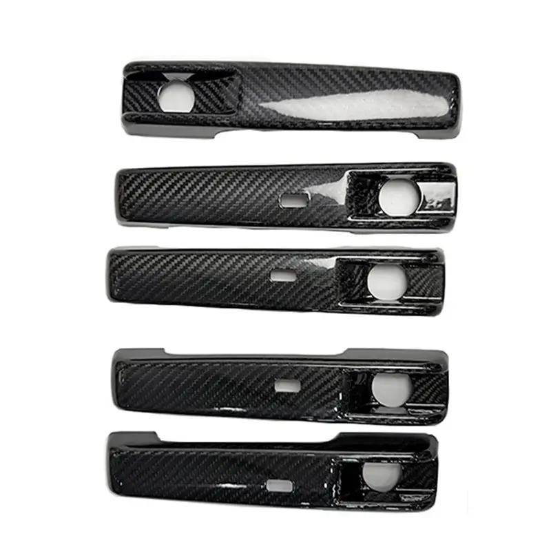 A99F-For Mercedes Benz G-Class W465 G63 G55 G500 25-26 5Pcs Real Carbon Exterior Door Handle Cover Trim With Induction Hole