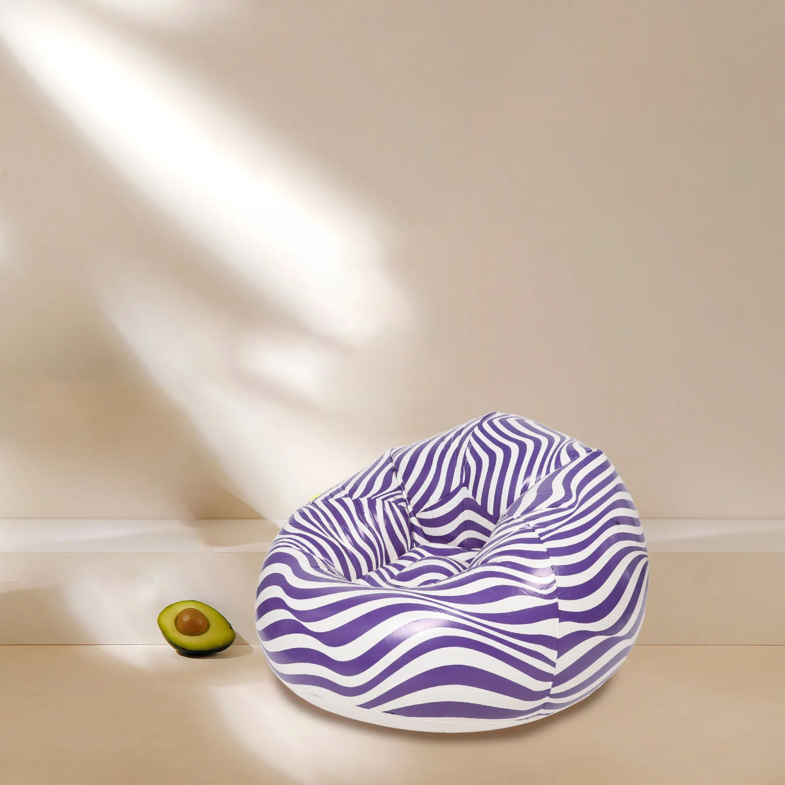 

1pc Thickened Pvc Outdoor Foldable Lazy Camping Furniture Beach Armchair Portable Giant Individual Striped Design Comfortable