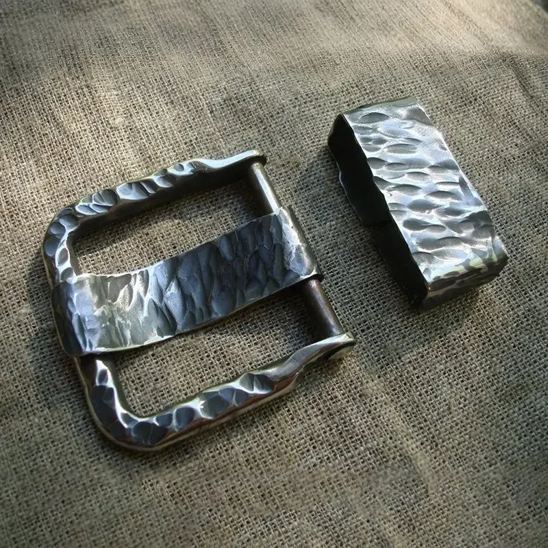 Hand-forged stainless steel waist buckle, traditional craft beating belt buckle, personalized leather bag elastic buckle