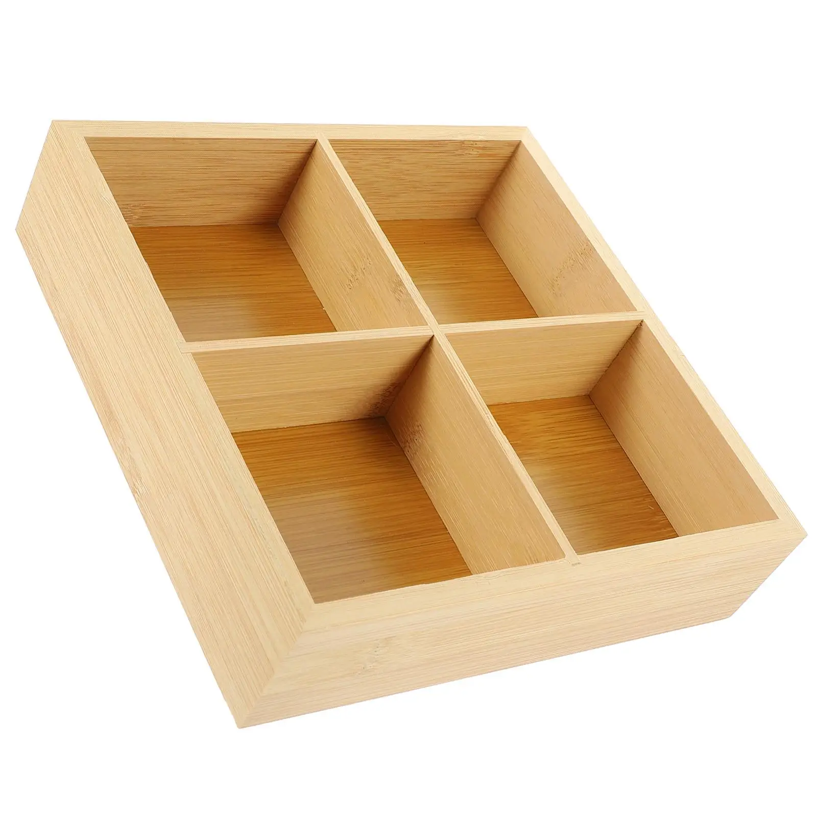 

2pcs Dry Fruit Case Wood Serving Tray 4 Compartment Box 20x20x5 Snack Nuts Food Storage Wooden Desktop Case Bread Display Fruit