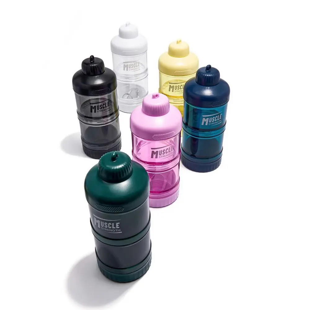 High Quality 1/2/3 Layer Protein Powder Box Portable Plastic Medicine Box Layered Storage with Mountaineering Buckle Snack Can