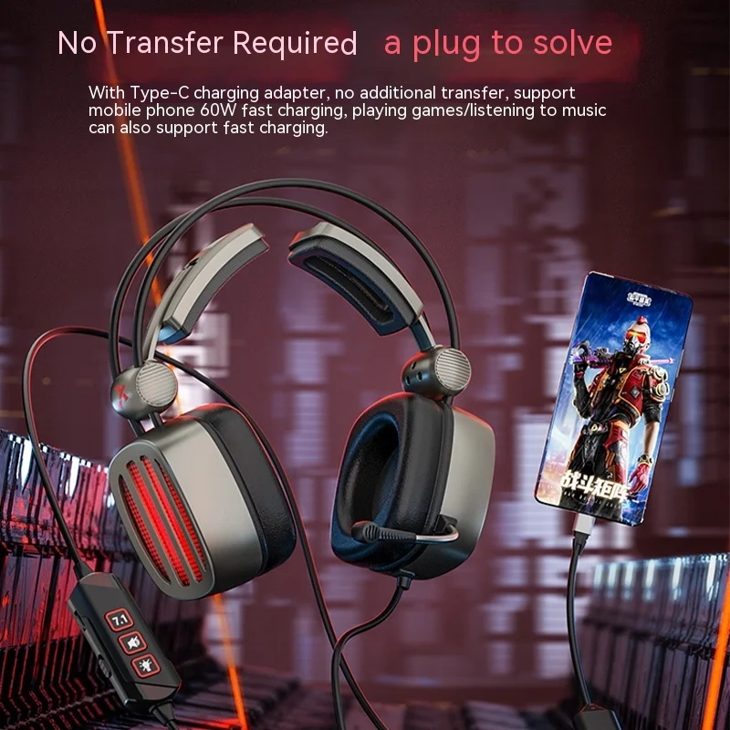 Xiberia-auriculares S21 para videojuegos, cascos por encima de la oreja con cable y micrófono, reducción de ruido, USB, Csgo Fps, regalo