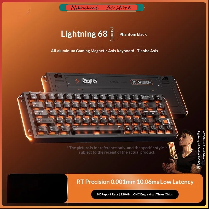 VGN Lightning 68 Magnetic Axis Keyboard Wired Connection Customized High All Aluminum Customized Keyboard for Esports Games