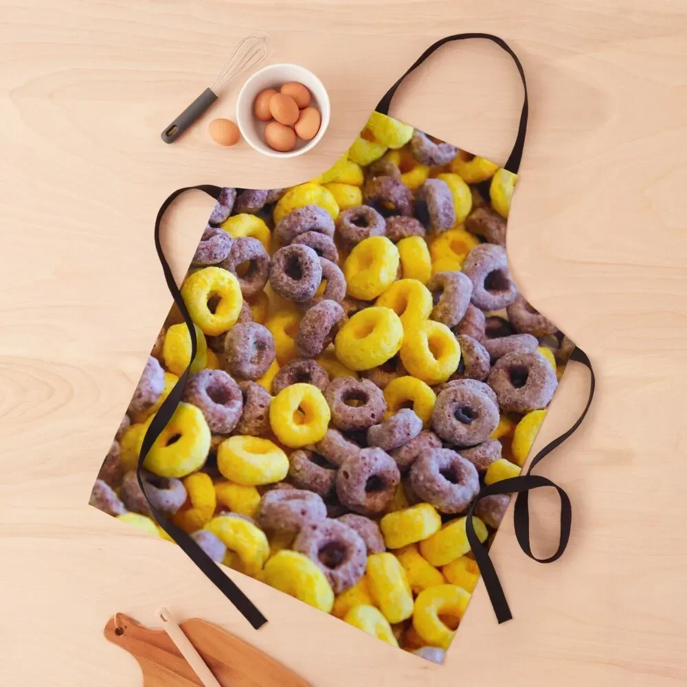

Breakfast Loops - Purple and Yellow Apron kitchen jacket woman bib Apron