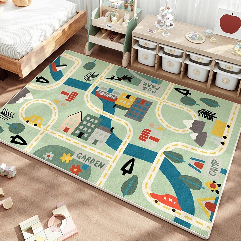 Children's Carpet Highway Cartoon Pattern Large Floor Mat Home Decoration Rug for Living Room Bedroom Alfombra De Sala De Estar