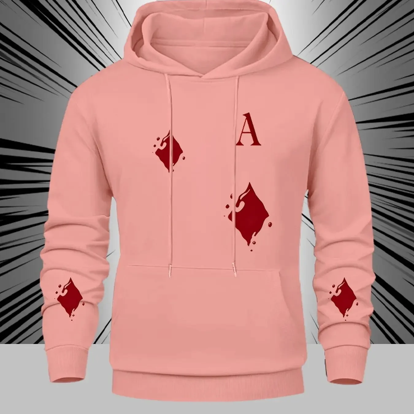 Irregular Rhombus A Multi-Print Spring-Autumn Men'S Casual Multi-Purpose Hoodie  Long Sleeves with Kangaroo Pocket Casual Sports