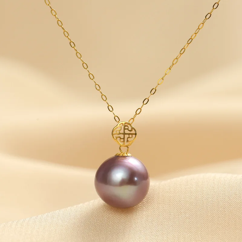 Purple Pearl Necklace Short Clothing Accessories K Gold Collarbone Chain