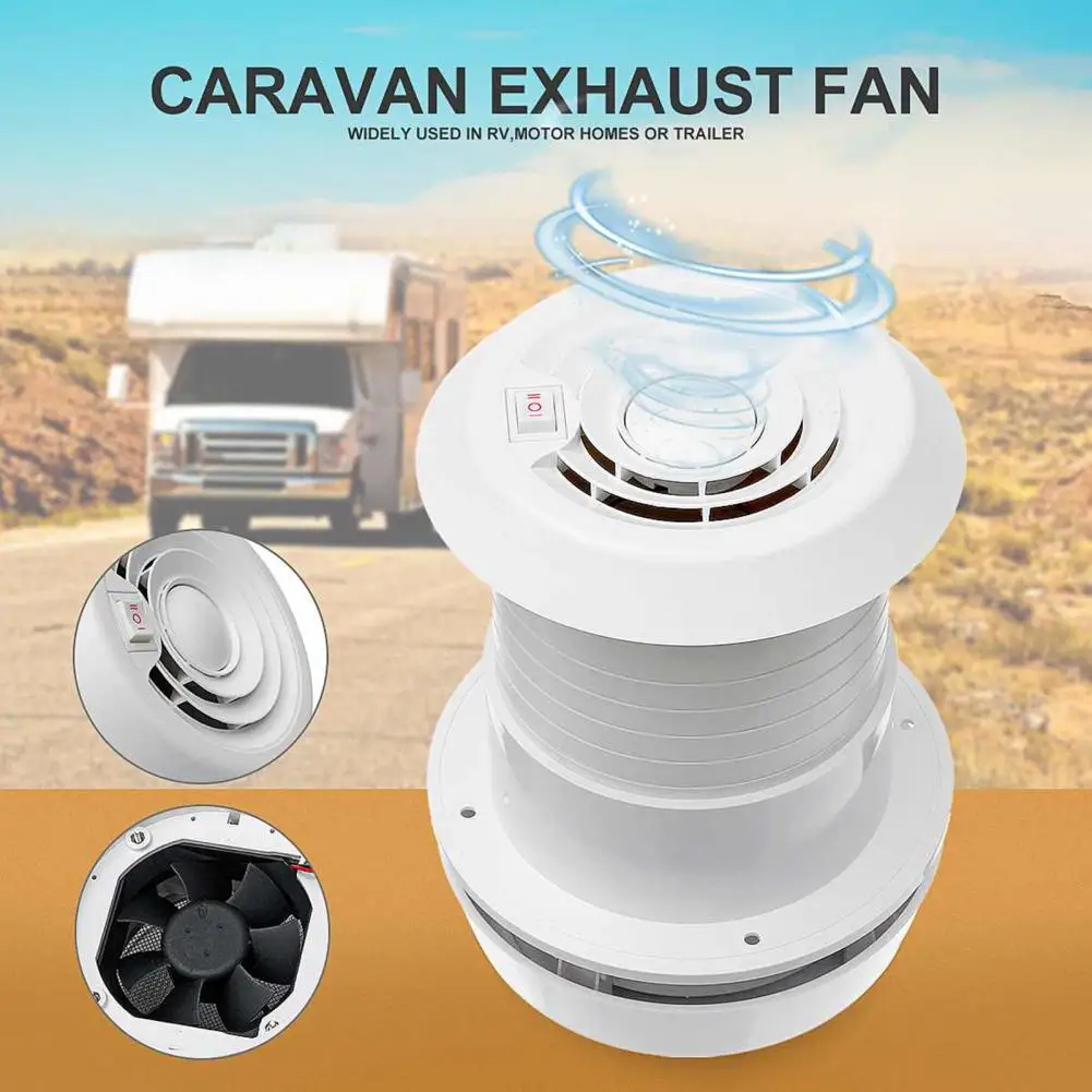 Noiseless Motorhome Exhaust Fan Energy-saving Cooling Roof Ventilation Vent for 12V Motor Homes