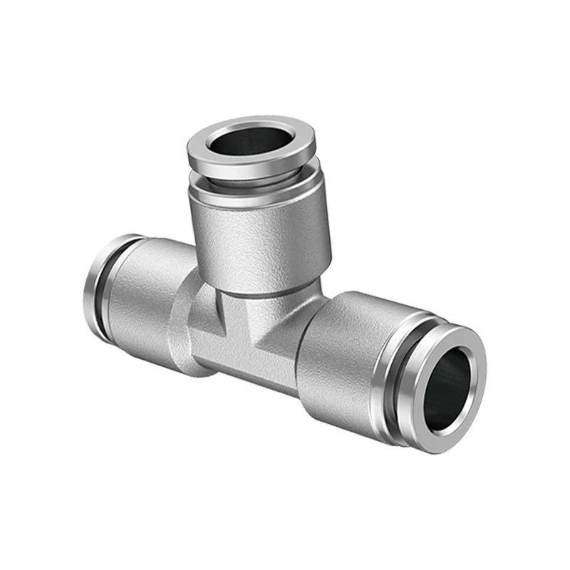 Stainless steel 304 trachea quick connector Air source tee Metal quick plug PE6 PE8 PE10 PE12 PE16