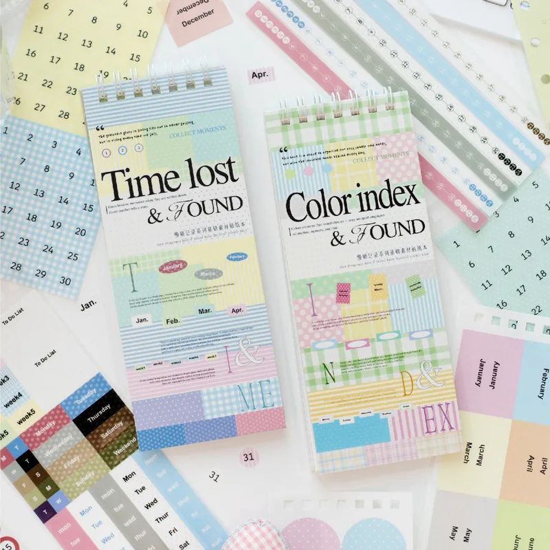30Pcs PET Color Index Date Stickers, Week Month Number Planner Label Stickers for Junk Journal Collage Supplies