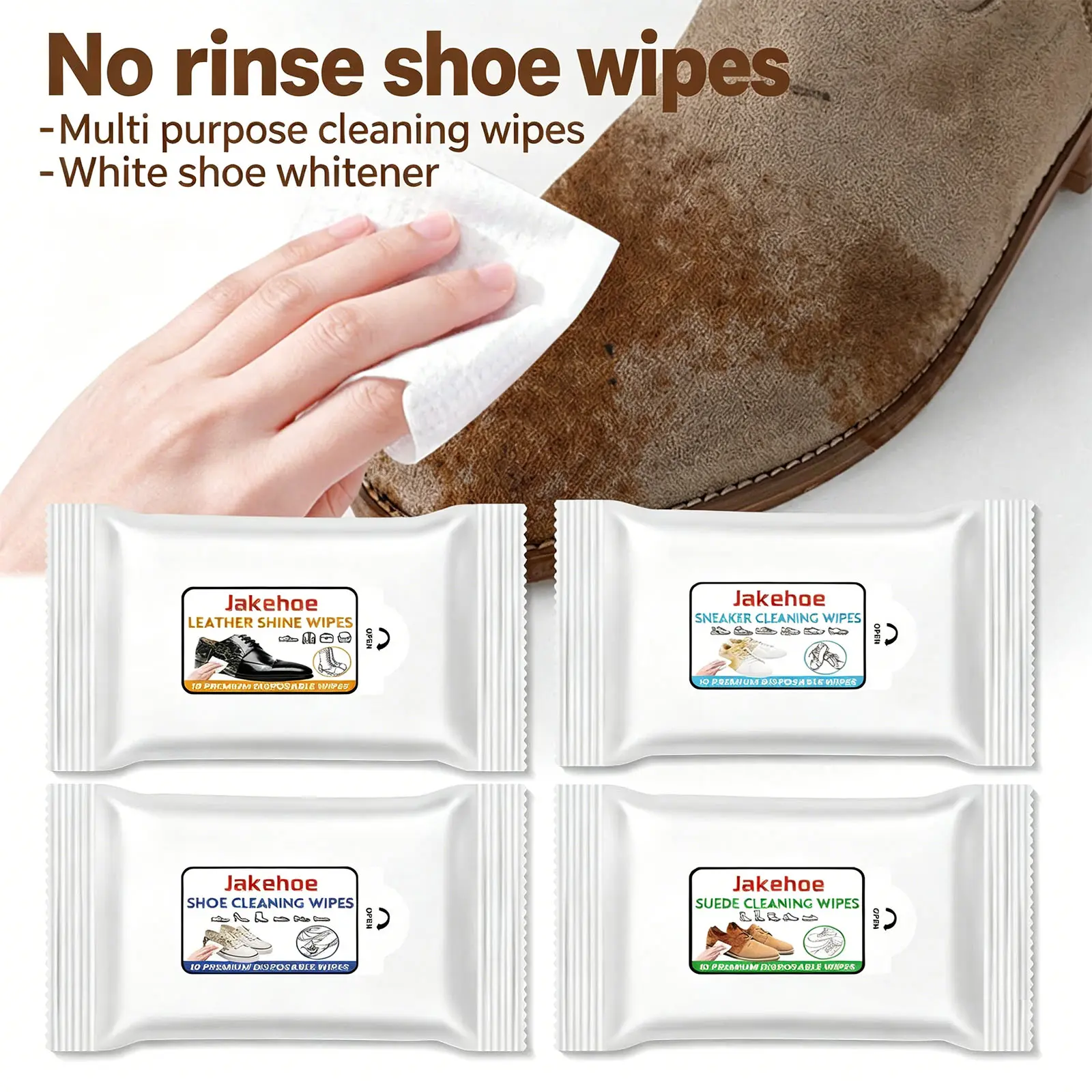 Shoe Cleaning Wipes Multi Purpose No Rinse Stain Remover Quick Shine Shoe Wipes for Leather Sneakers Bags Sofa Care Fast Clean