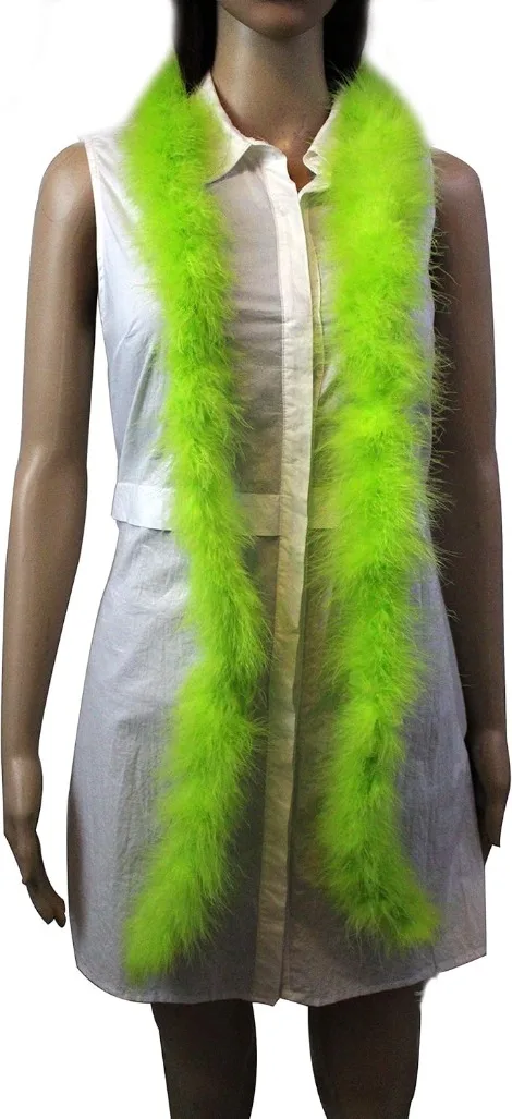 Boa de plumas de marabú de 22 gramos, 2 yardas de largo (72 "), vestido de fiesta para manualidades de boda y baile (color verde lima)