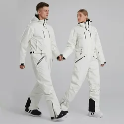 Sport Female Snowsuit Hooded Men Snowboarding One Piece Suit Waterproof Women Ski Jumpsuit Mountain Descent Man Overall Clothes