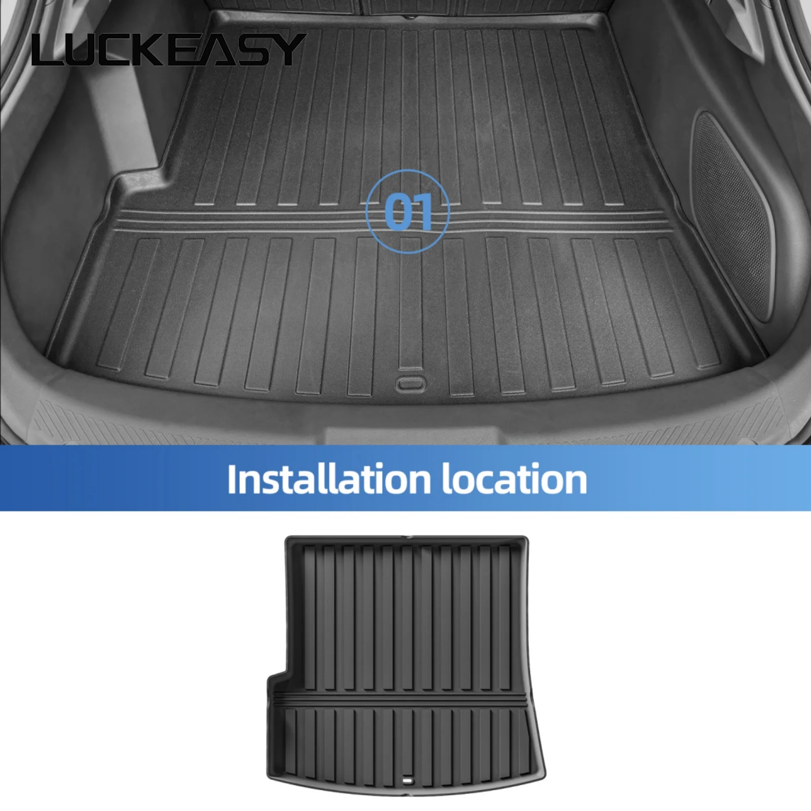 LUCKEASY Left Drive for Xpeng Mona M03 2024 2025 With Subwoofer Car Floor Mats Cargo Liner Trunk Pad TPE Waterproof Accessories