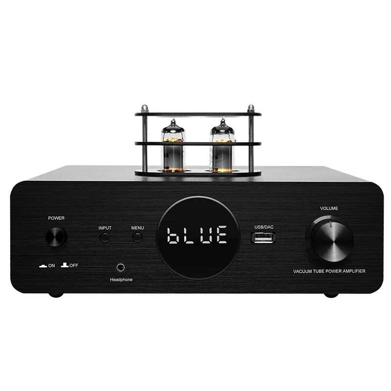 New Coming 60Wx2 HIFI Integrated Stereo Tube Amplifier Aluminium Alloy Panel Metal Case Mini Design for Home Office Use