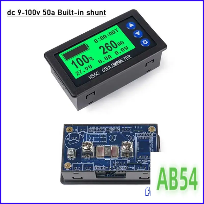 

SB-DC9-100V LCD Digital Hall Coulomb Meter, 50A Ammeter Voltmeter, Battery Voltage Current Indicator Tester