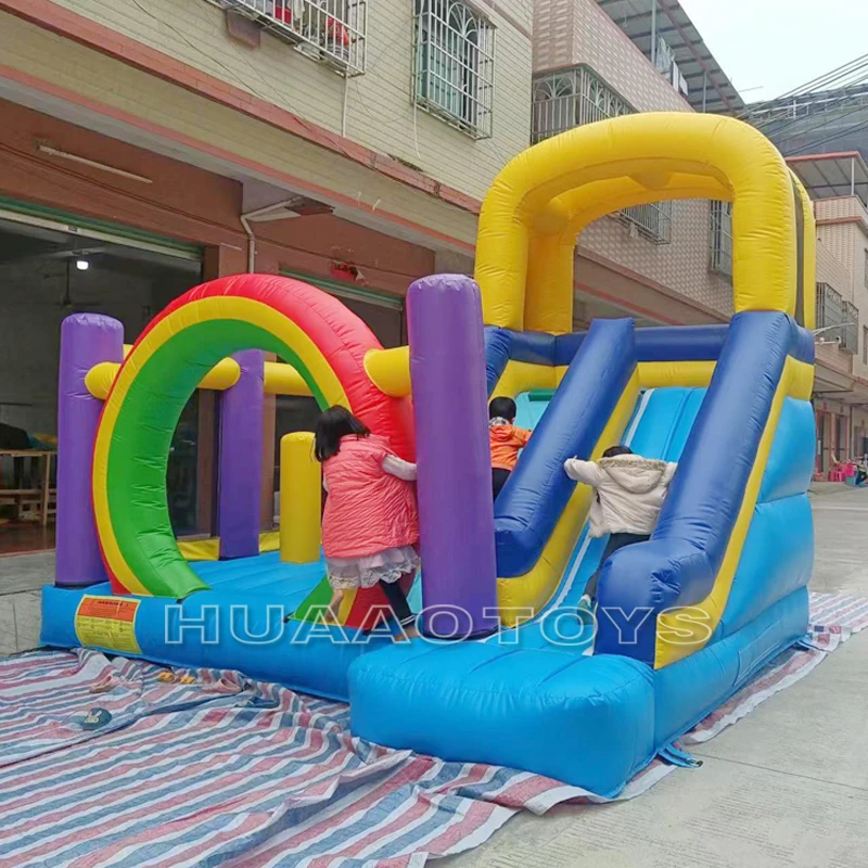 Popular Large Rainbow Inflatable Bouncer Castle Combo with Slide Amusement Park Inflatable Bouncer