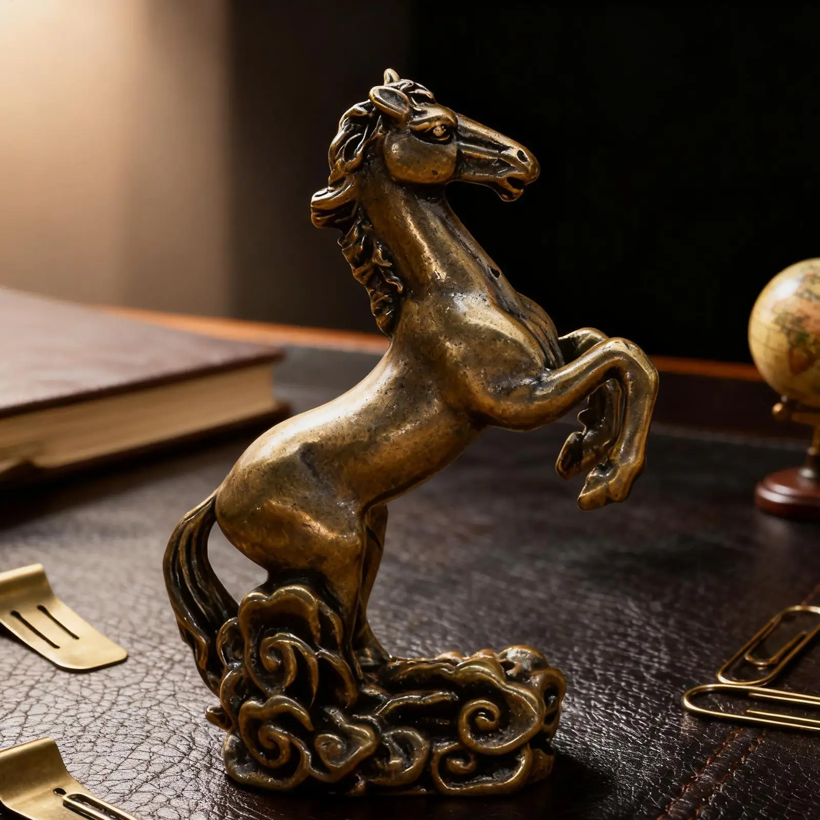 Brass Horse Figurines Chinese New Year Zodi-ac Horse Ornament Feng Shui LuckyStatue Home Office Desktop Decoration Crafts