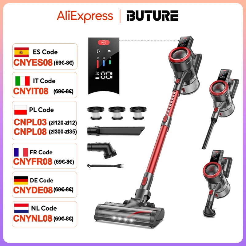 BUTURE 50KPa 500W Aspirapolvere portatile senza fili senza fili per elettrodomestici per animali