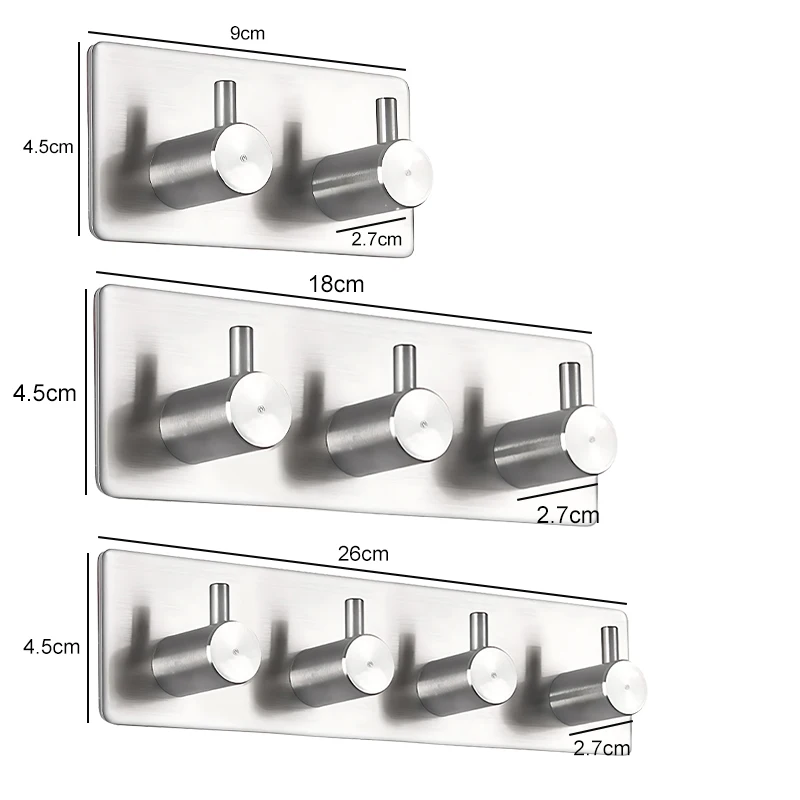 Crochets auto-adhésifs en acier inoxydable, porte-serviettes, crochets collants en métal, matériel de bain, accessoires pour hommes