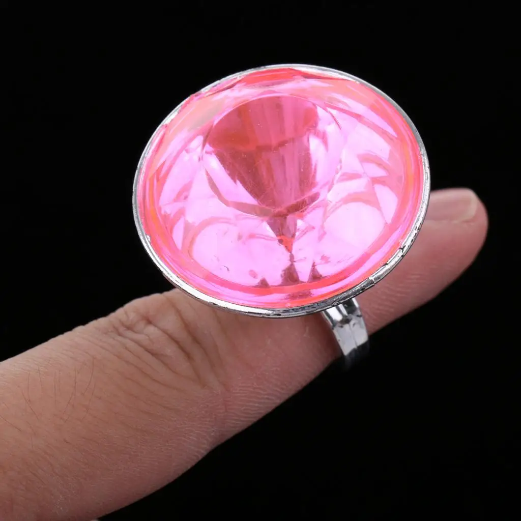 Kids Plastic Diamond Rings Party Bag Fillers Multicolor Jewelry Toys for Children Role Play and Fancy Dress