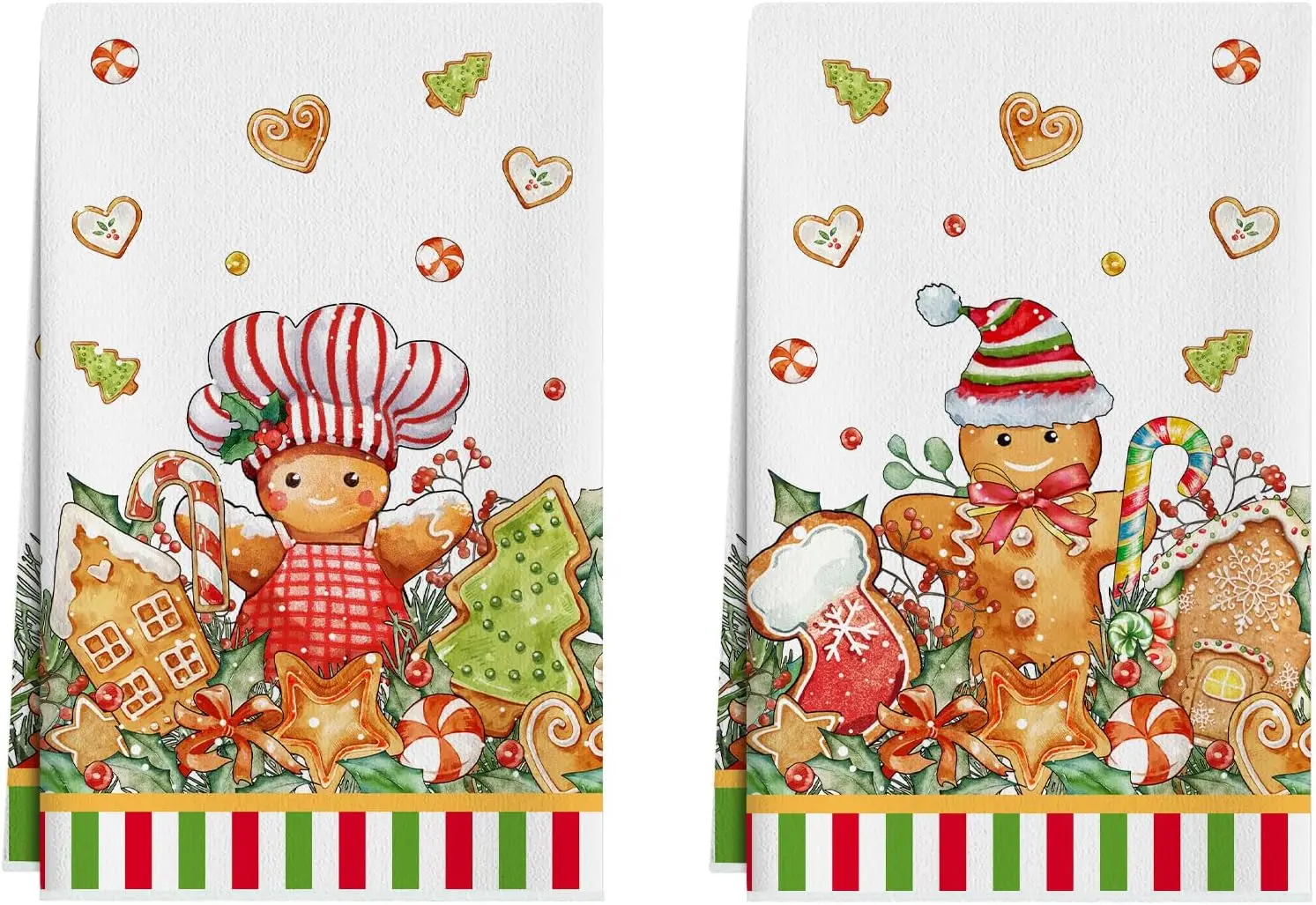 Christmas Gingerbread Man Kitchen Dish Tea Towels Cleaning Supplies Quick Drying Bar Hand Dishcloths Christmas Decorations