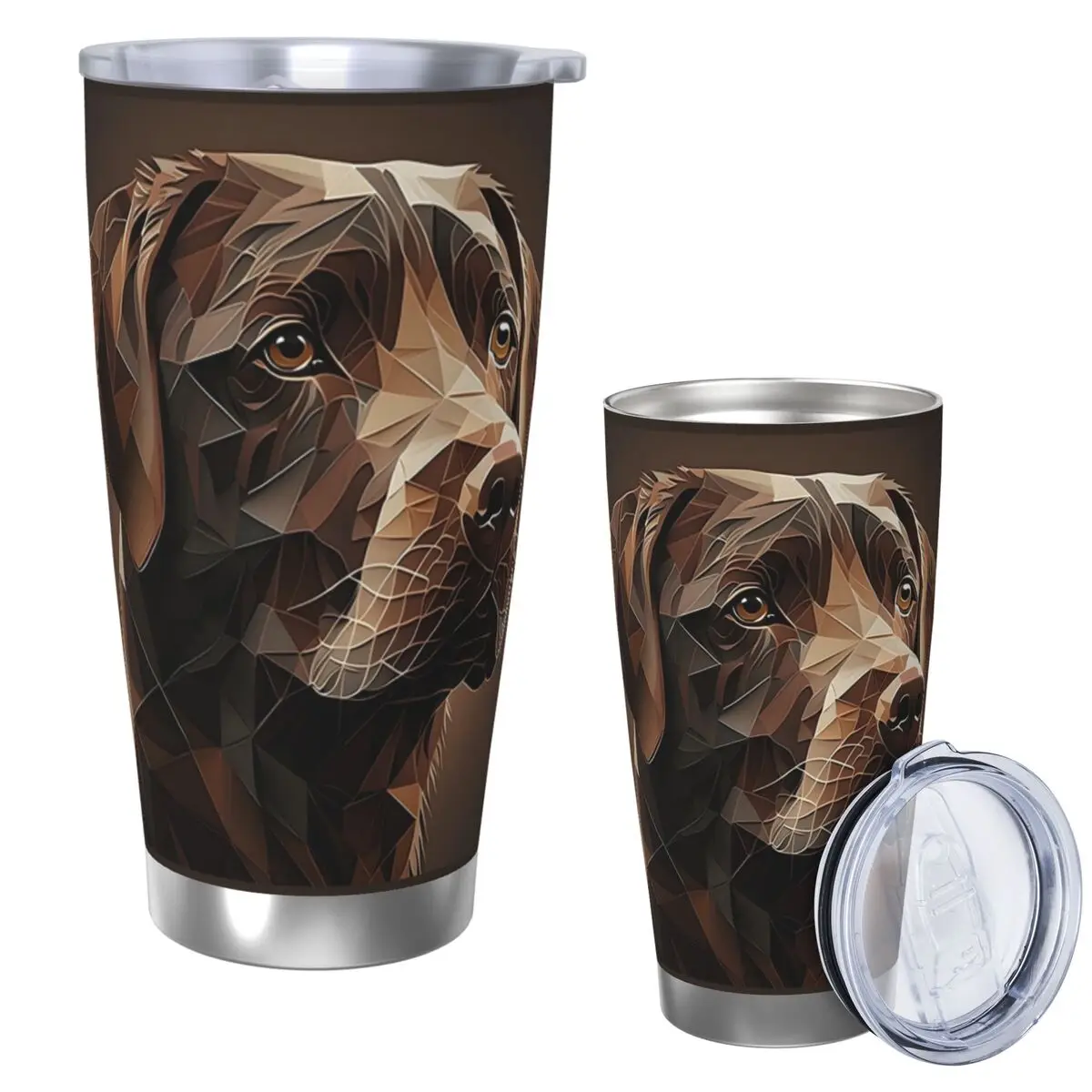 Geometric Choco A Chocolate Labrador Artwork Stainless Steel Tumbler Vacuum Insulated Mugs Thermal Cold Bottle Straws 20oz