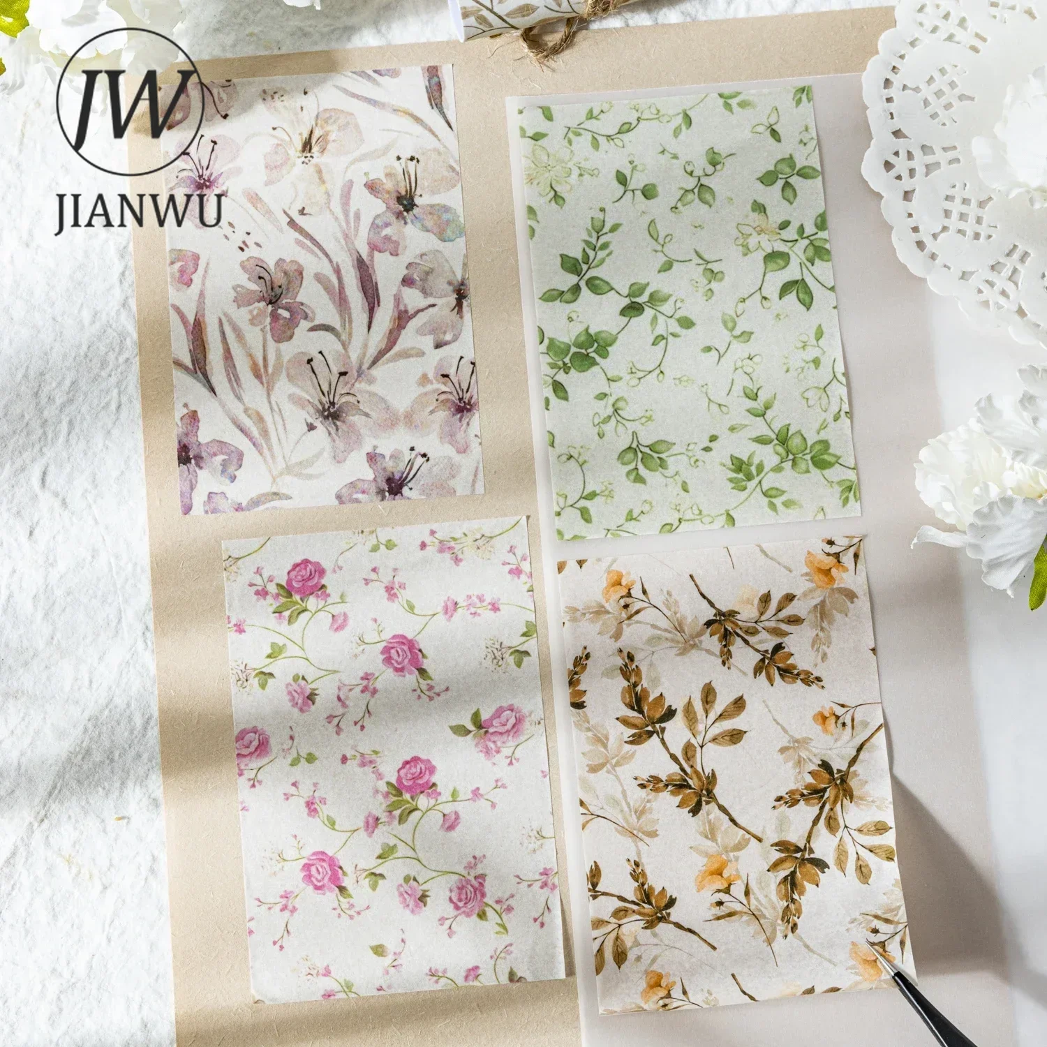 JIANWU Flower Shadow Series Literary Landscaping Material Collage Sticker Creative DIY Journal Scrapbooking Stationery