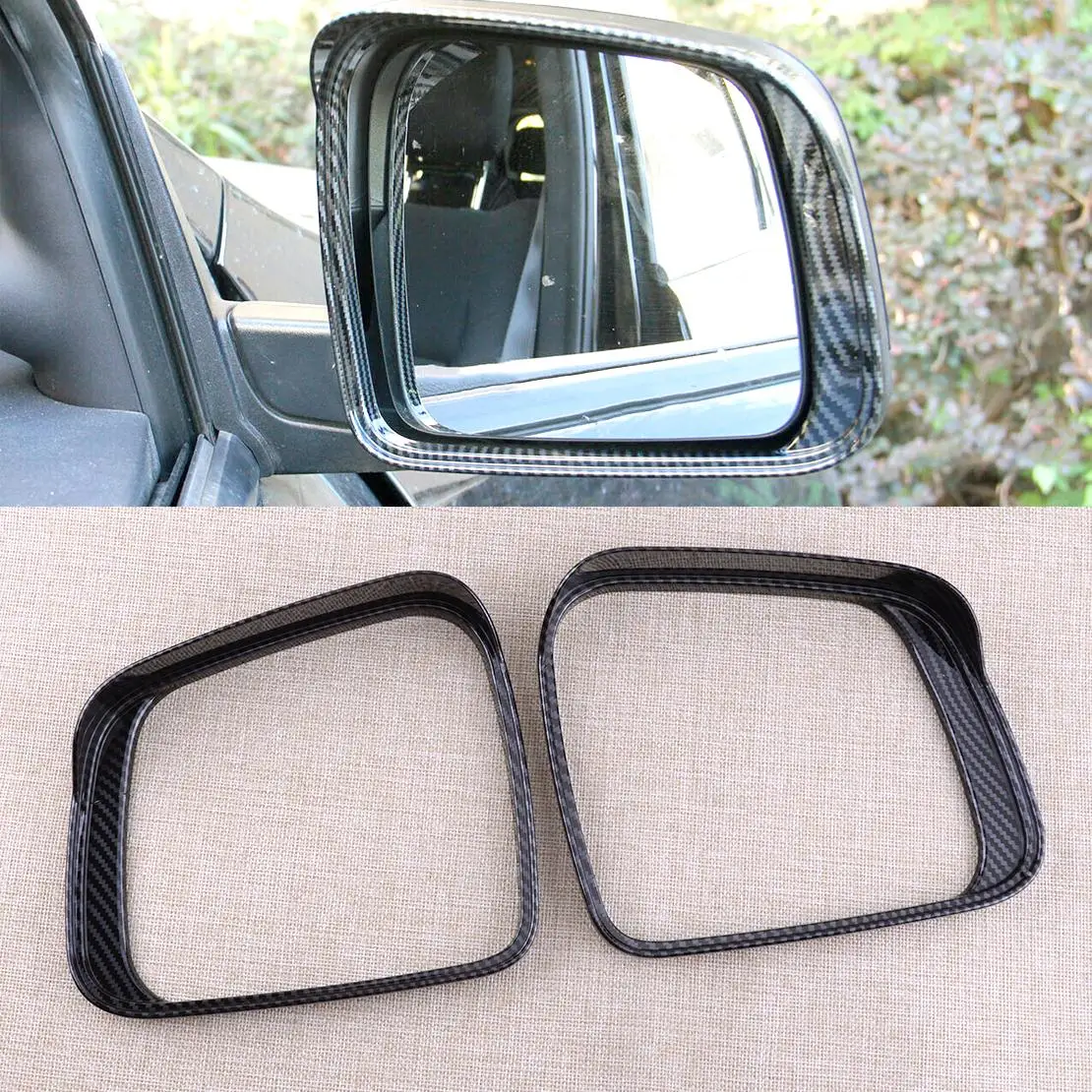 1 Pair Carbon Fiber Style Car Side Rear Mirror Visor Rain Eyebrow Cover Trim Fit for Dodge Durango 2011 2012 2013 2014 2015-2021