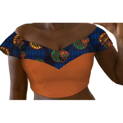 Summer Women Crop Top African Print V-neck Tube Top Ankara Floral Print Dashiki Club Wear Sexy Hip Hop African Clothes WY9363
