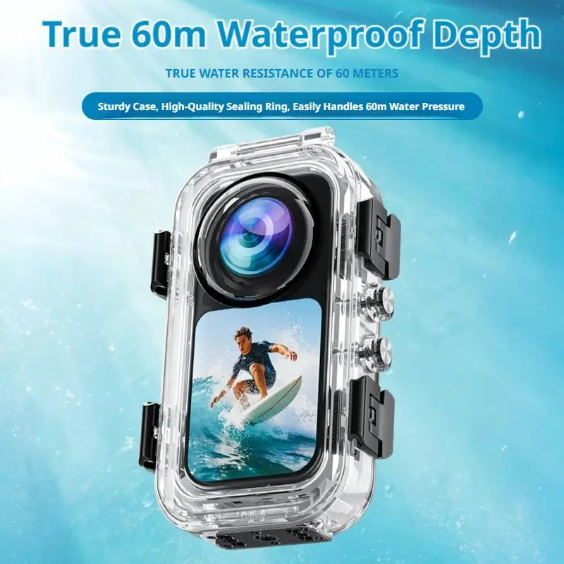 For Insta360 X6 Waterproof Diving Housing Clear PC Magnetic 60M Waterproof Dual Sealing Ring Invisible 360 Shot Anti Fog Shell